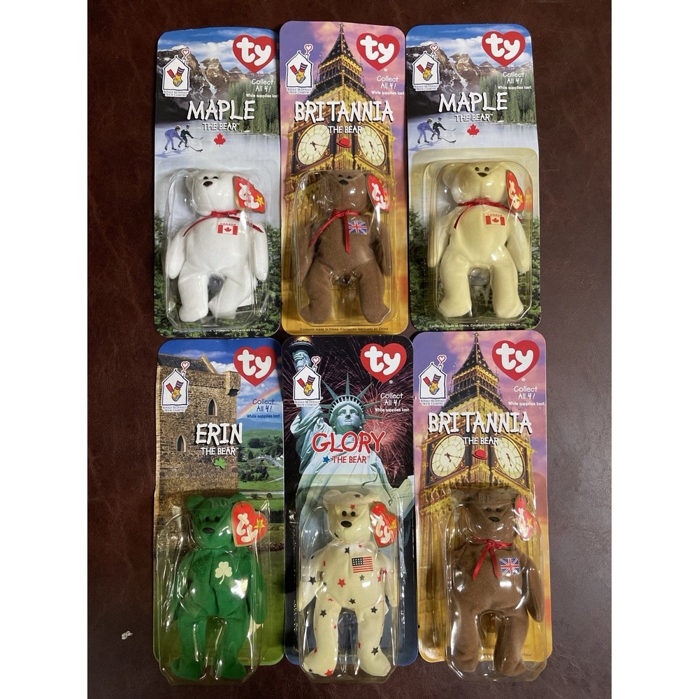 TY International Bears Lot – Maple Erin Glory Britannia – Sealed McDonalds 1999